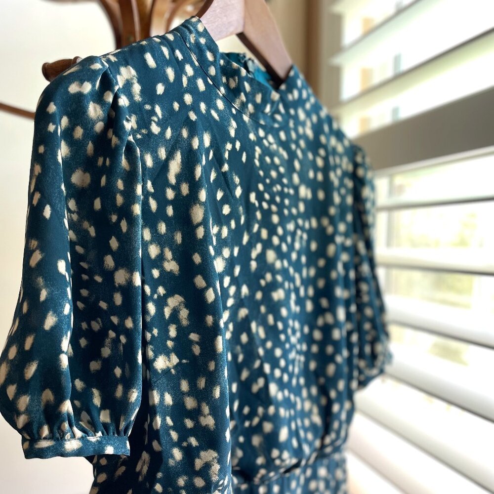 Ann Taylor | Dark Teal Polka Dot Dress | Size 6P